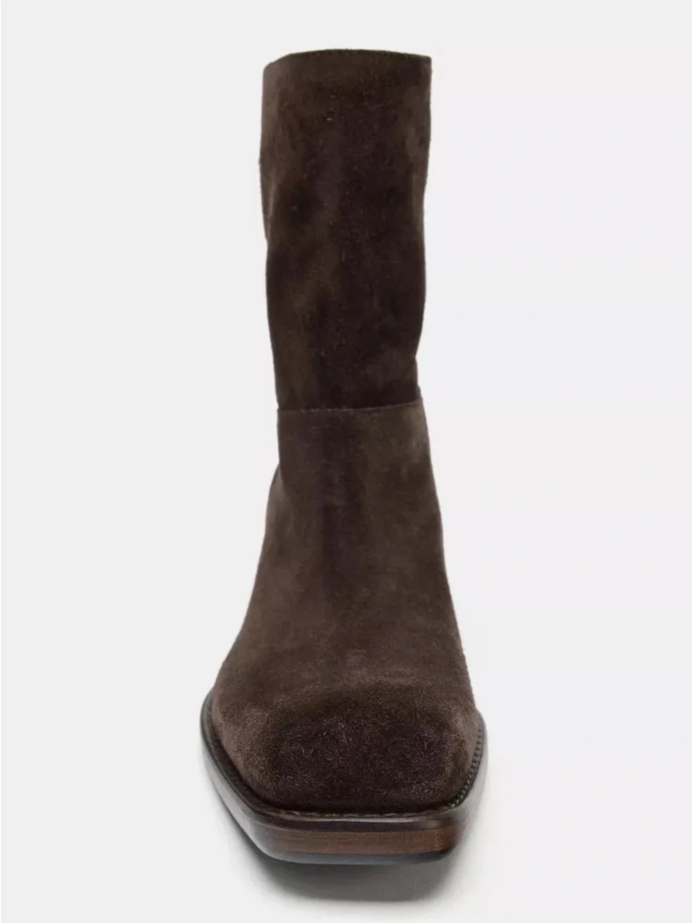 Zara Men's Dark Brown Suede Mid-Calf Boots 8/39. POP